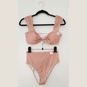 High-Waisted Striped Bikini Bottoms